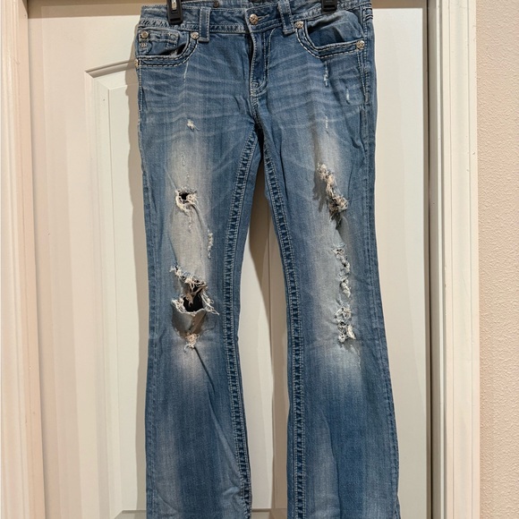 Miss Me Denim - Miss Me Light Blue Distressed Boot Cut Jeans